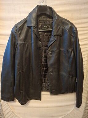 M. Julian Men's Black Leather Bomber Jacket